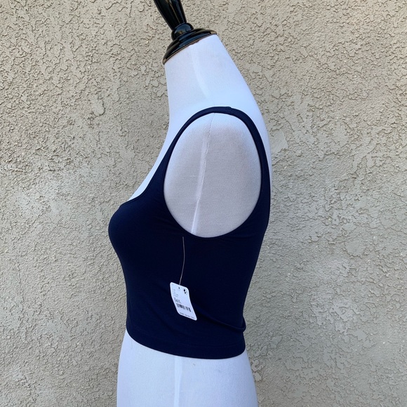 NWT Free People FP Intimately Navy Scoop Neck Crop Top - Size: M/L - Picture 5 of 9